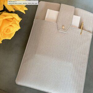 NWOT Lindsay Albanese Beige Laptop Clutch